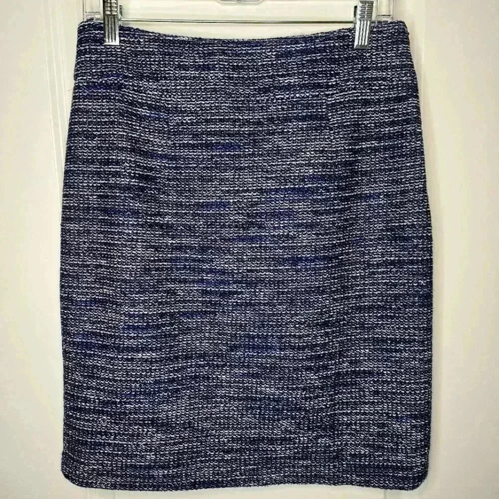 Banana Republic Navy Tweed Pencil Skirt Size 6 Lined Career Classic Capsule NWT